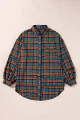 Plaid Collared Neck Long Sleeve Shirt OutfitFlow